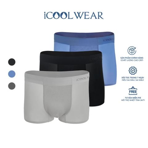 Combo 3 quần sịp nam BOXER ICOOLWEAR thun lạnh cao cấp, co giãn 4 chiều, kháng khuẩn tốt - VN004