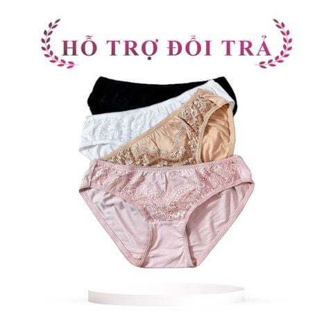 Combo 3 quần lót cotton nữ iMERRY phối ren cao cấp kiểu dáng bikini thoáng khí, thoải mái VQ094